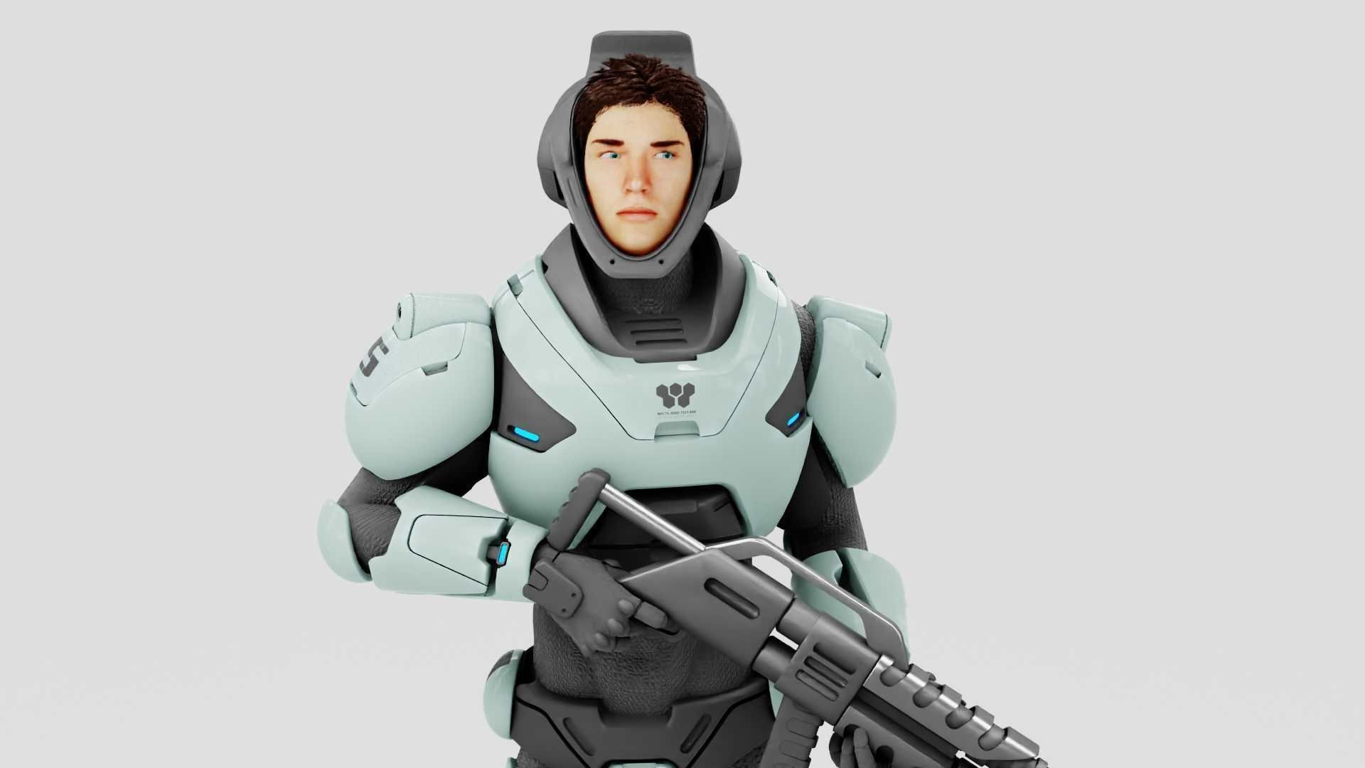 CYBER SOLDIER F-2000  RIGGED 3D model_16