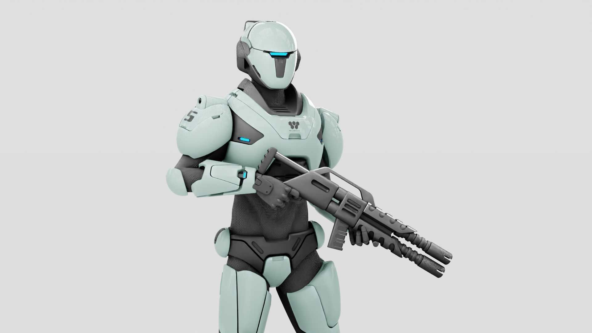 CYBER SOLDIER F-2000  RIGGED 3D model_2