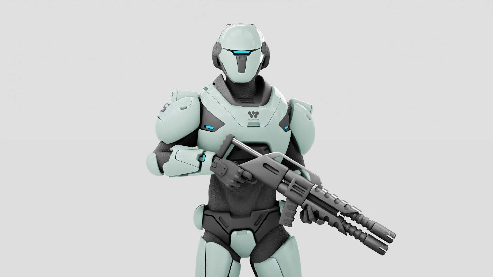 CYBER SOLDIER F-2000  RIGGED 3D model_1