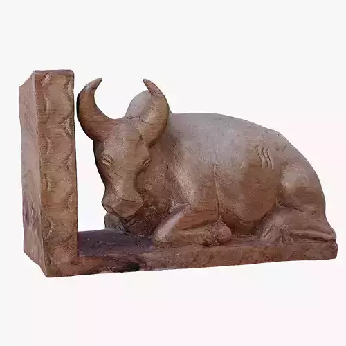 Wooden figurine zebu bookstopper