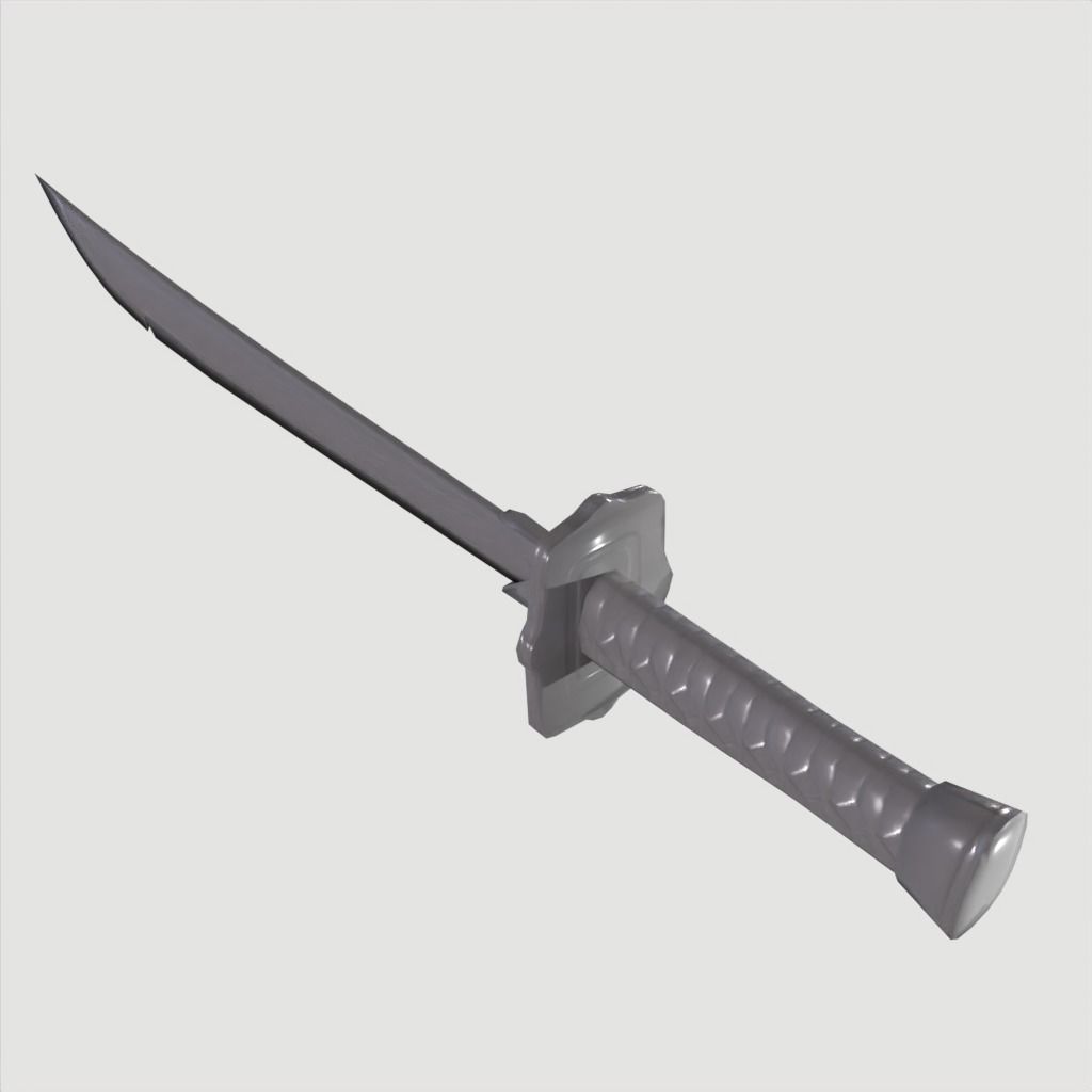 Wakizashi Katana Short blade japanese sword Low-poly 3D model_2