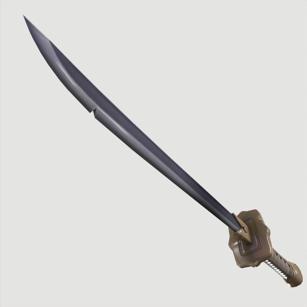 Wakizashi Katana Short blade japanese sword Low-poly 3D model_11