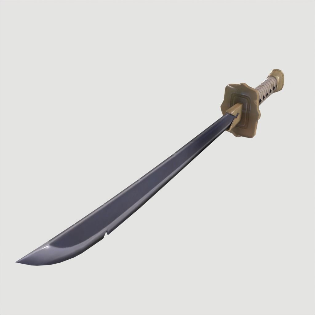 Wakizashi Katana Short blade japanese sword Low-poly 3D model_9