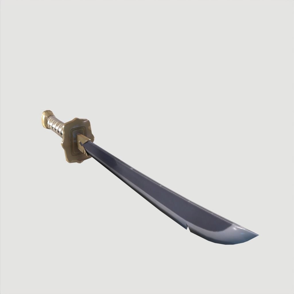 Wakizashi Katana Short blade japanese sword Low-poly 3D model_5