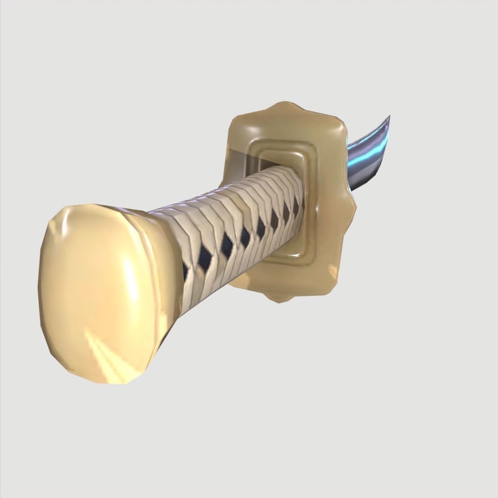 Wakizashi Katana Short blade japanese sword Low-poly 3D model_16