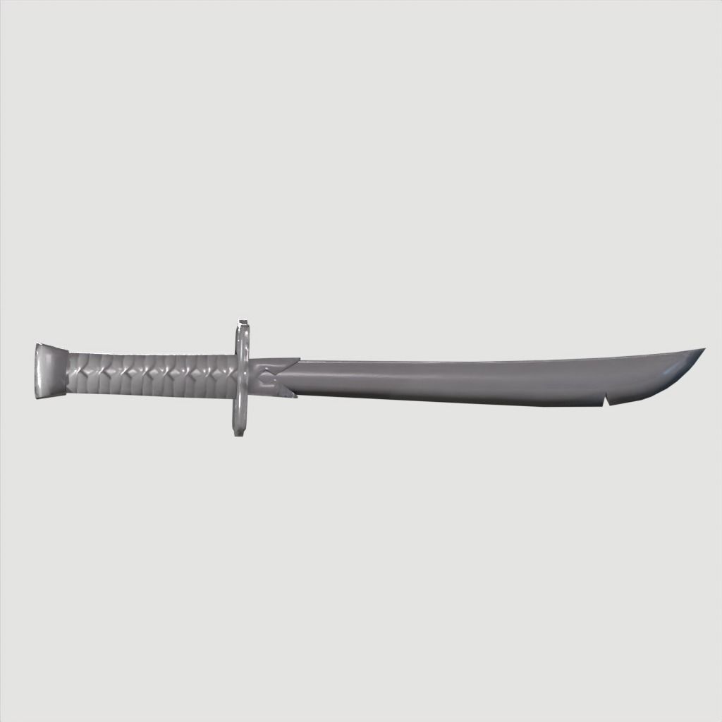 Wakizashi Katana Short blade japanese sword Low-poly 3D model_20