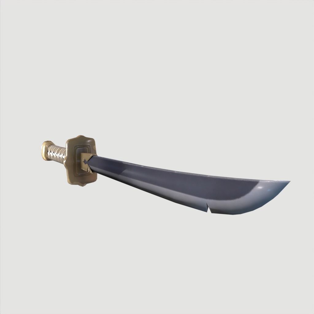 Wakizashi Katana Short blade japanese sword Low-poly 3D model_4
