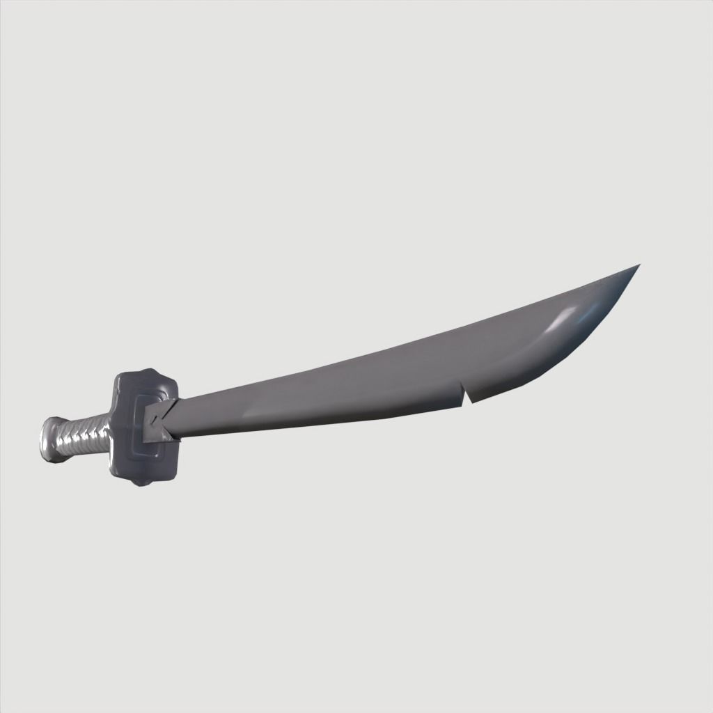 Wakizashi Katana Short blade japanese sword Low-poly 3D model_19