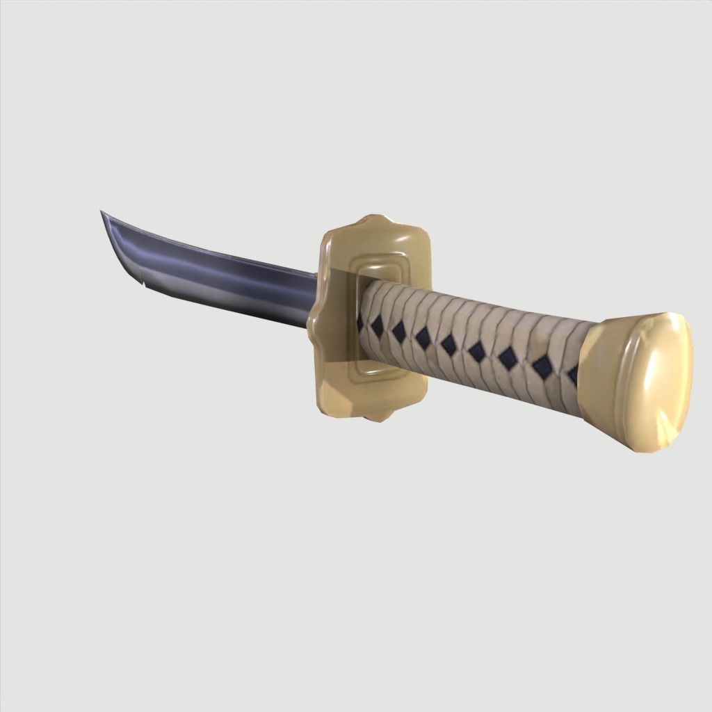 Wakizashi Katana Short blade japanese sword Low-poly 3D model_15