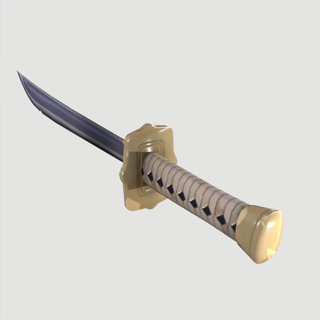 Wakizashi Katana Short blade japanese sword Low-poly 3D model_14