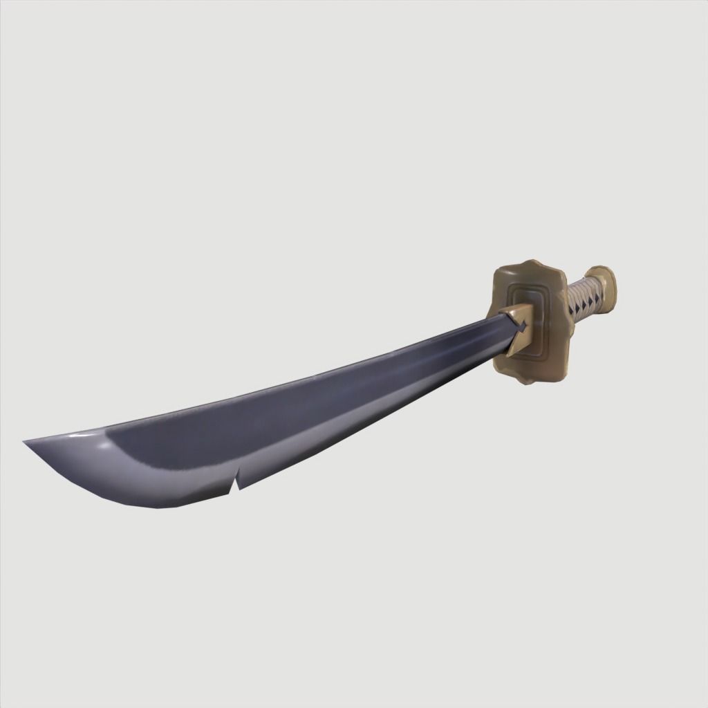 Wakizashi Katana Short blade japanese sword Low-poly 3D model_12