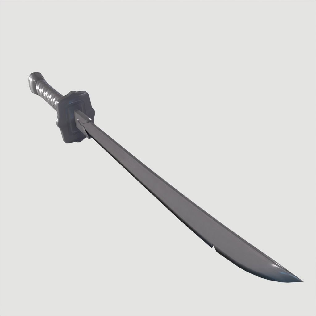 Wakizashi Katana Short blade japanese sword Low-poly 3D model_18