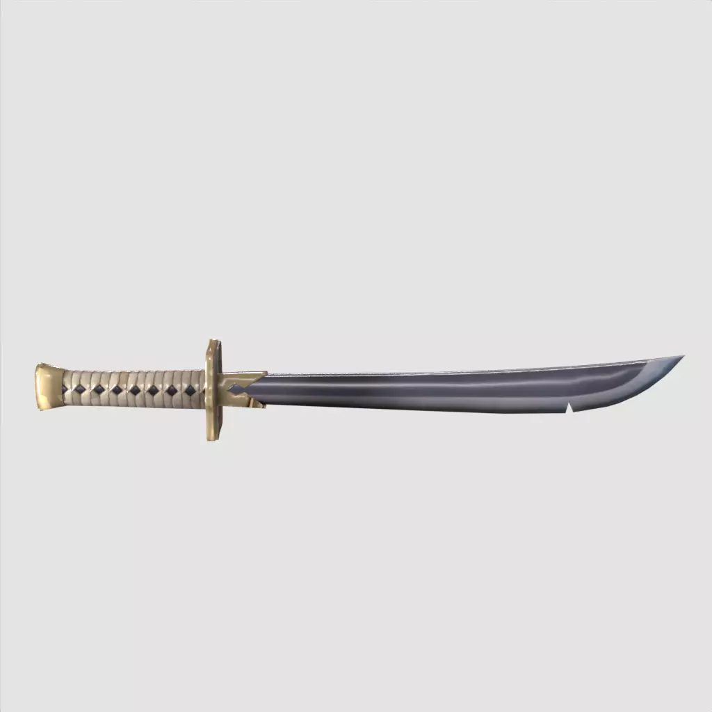 Wakizashi Katana Short blade japanese sword Low-poly 3D model_0