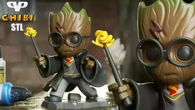 Harry Potter Groot Chibi STL for 3D Printing ChibiSTL 3DXM 3D print model