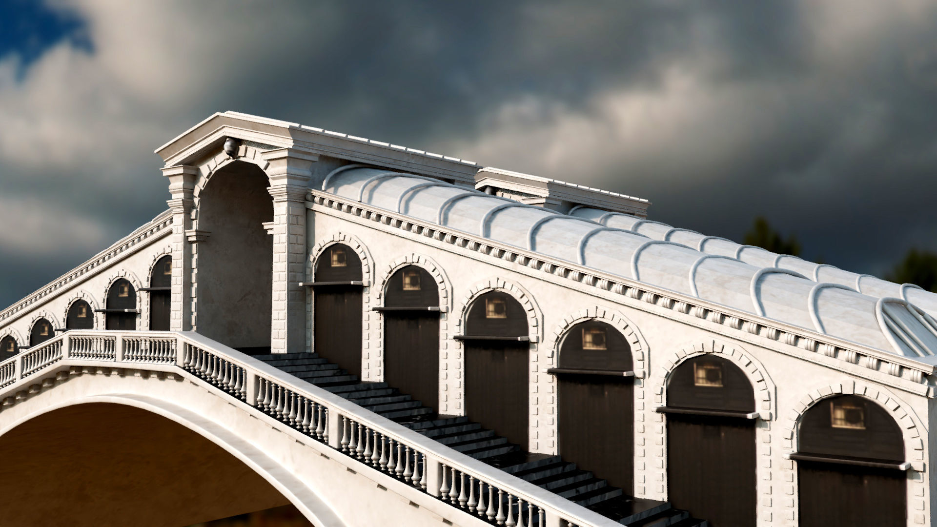 Rialto Bridge  Low-poly 3D model_1