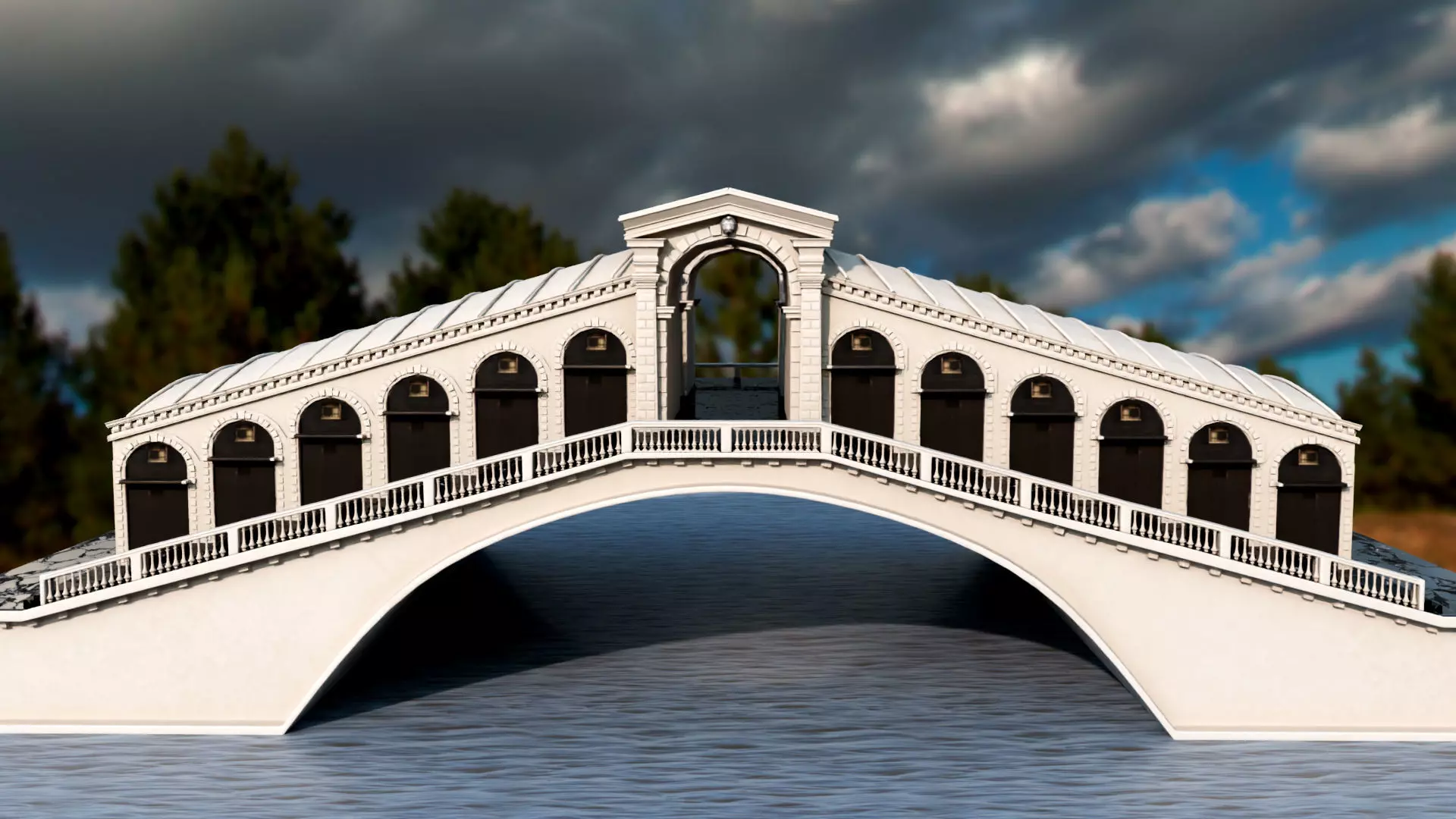 Rialto Bridge  Low-poly 3D model_0
