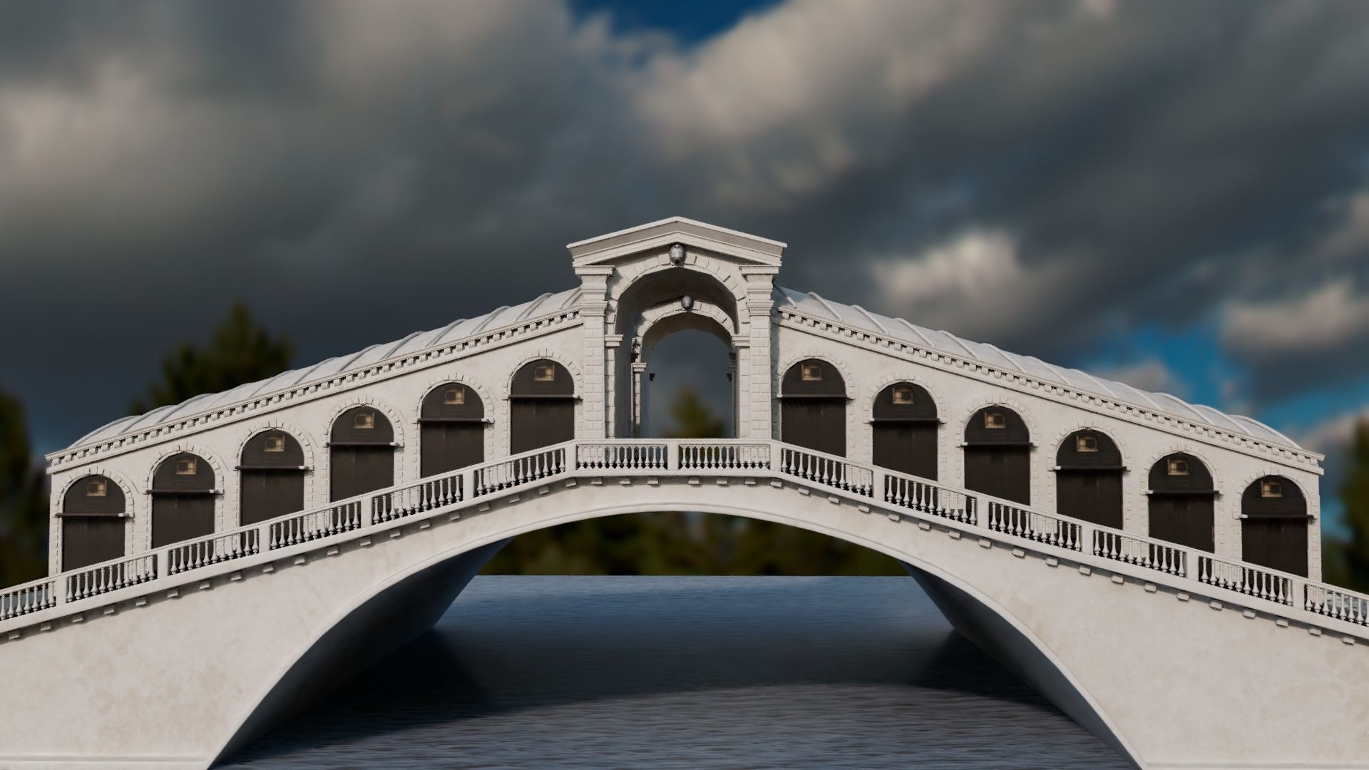 Rialto Bridge  Low-poly 3D model_13