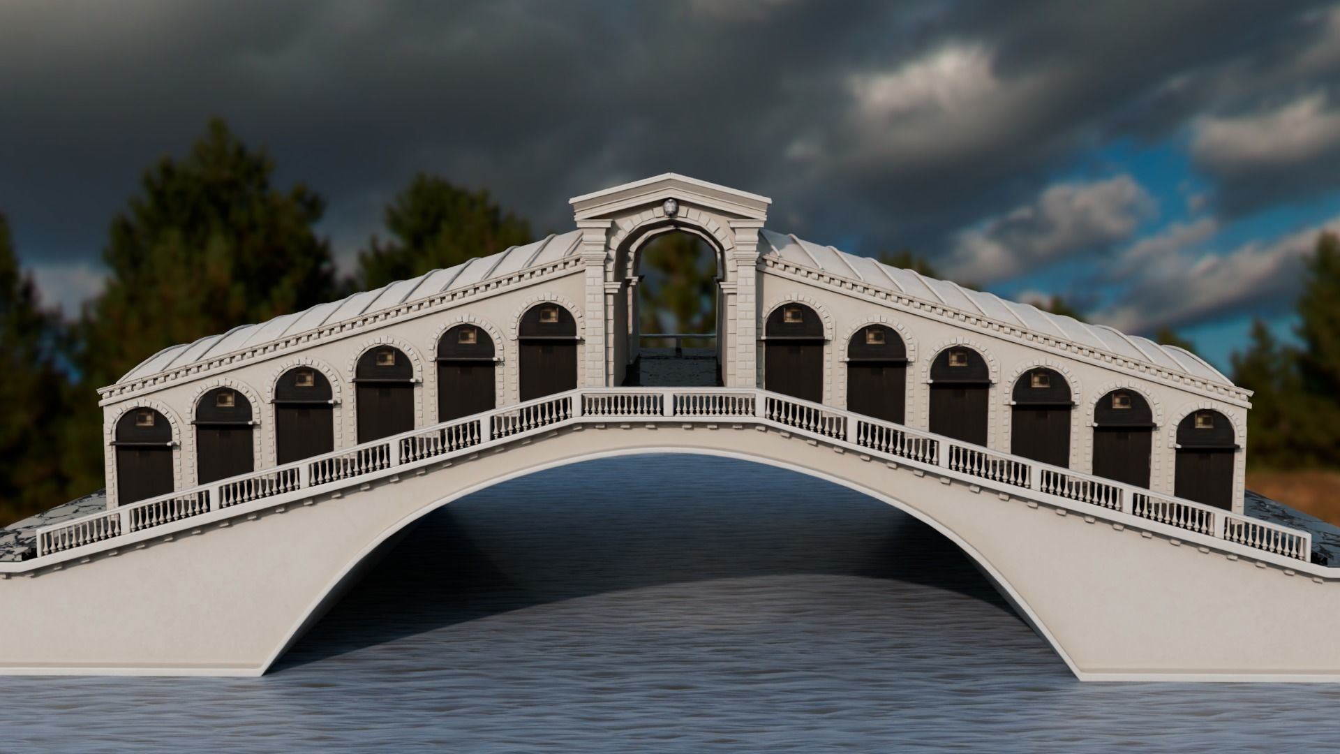 Rialto Bridge  Low-poly 3D model_8