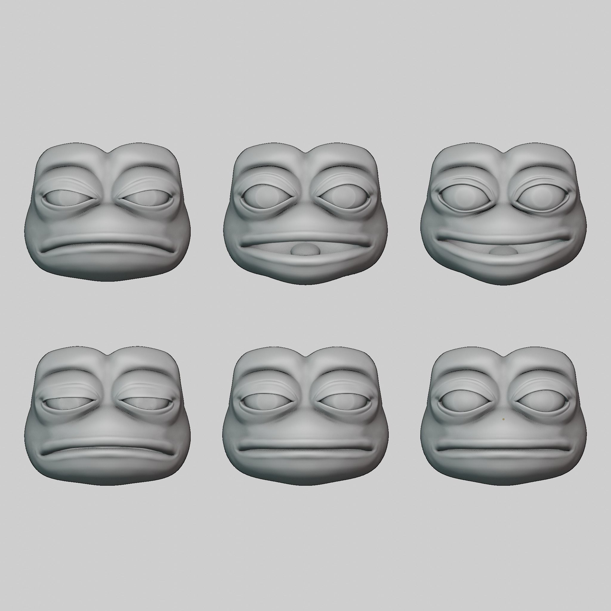Pepe the Frog Meme Bundle - 5 Ready Expressions Model Low-poly 3D model_4
