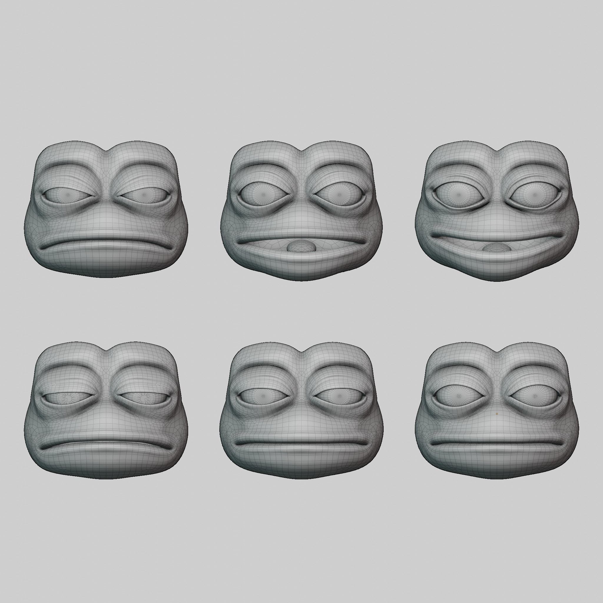 Pepe the Frog Meme Bundle - 5 Ready Expressions Model Low-poly 3D model_5