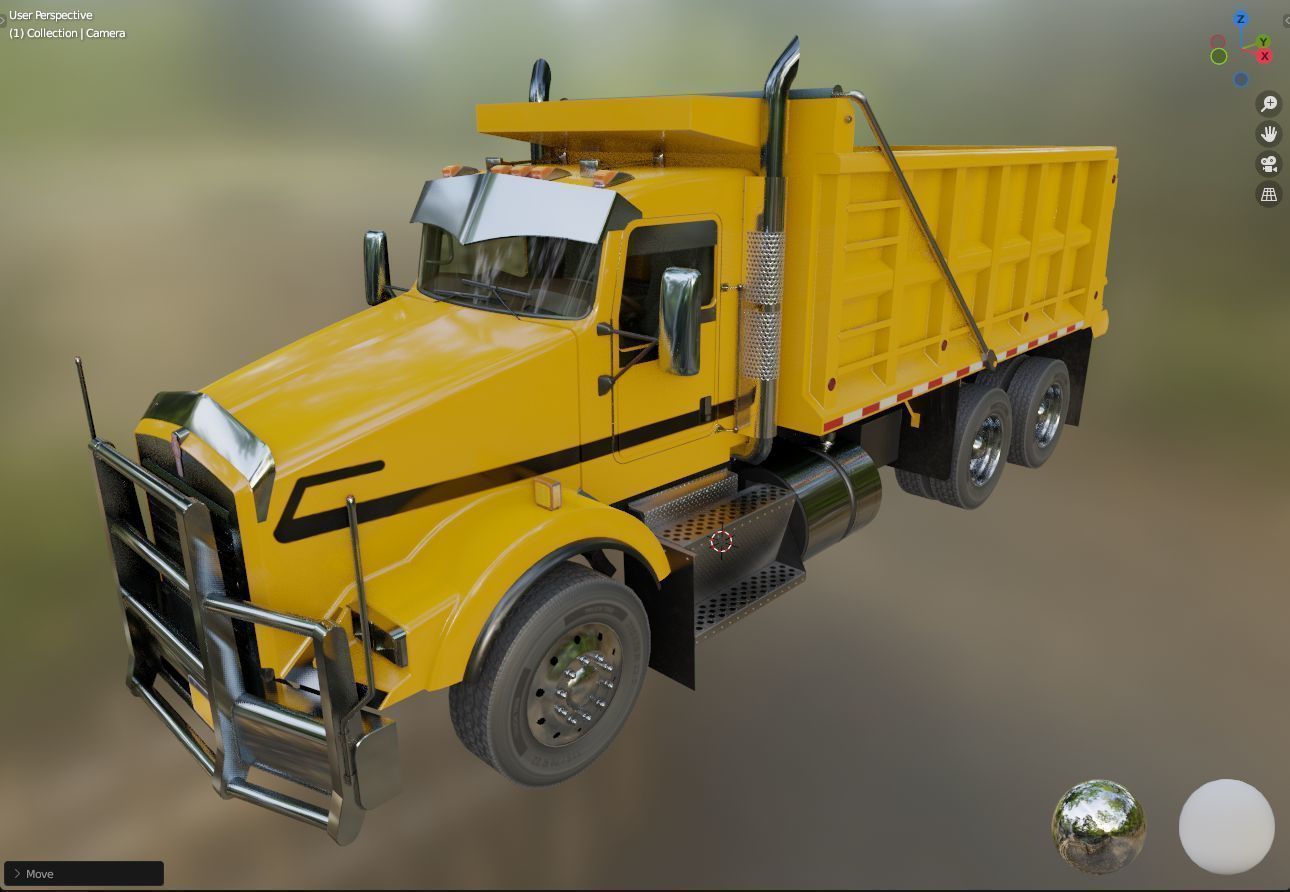 Kenworth T800 Dump Truck Low-poly 3D model_56