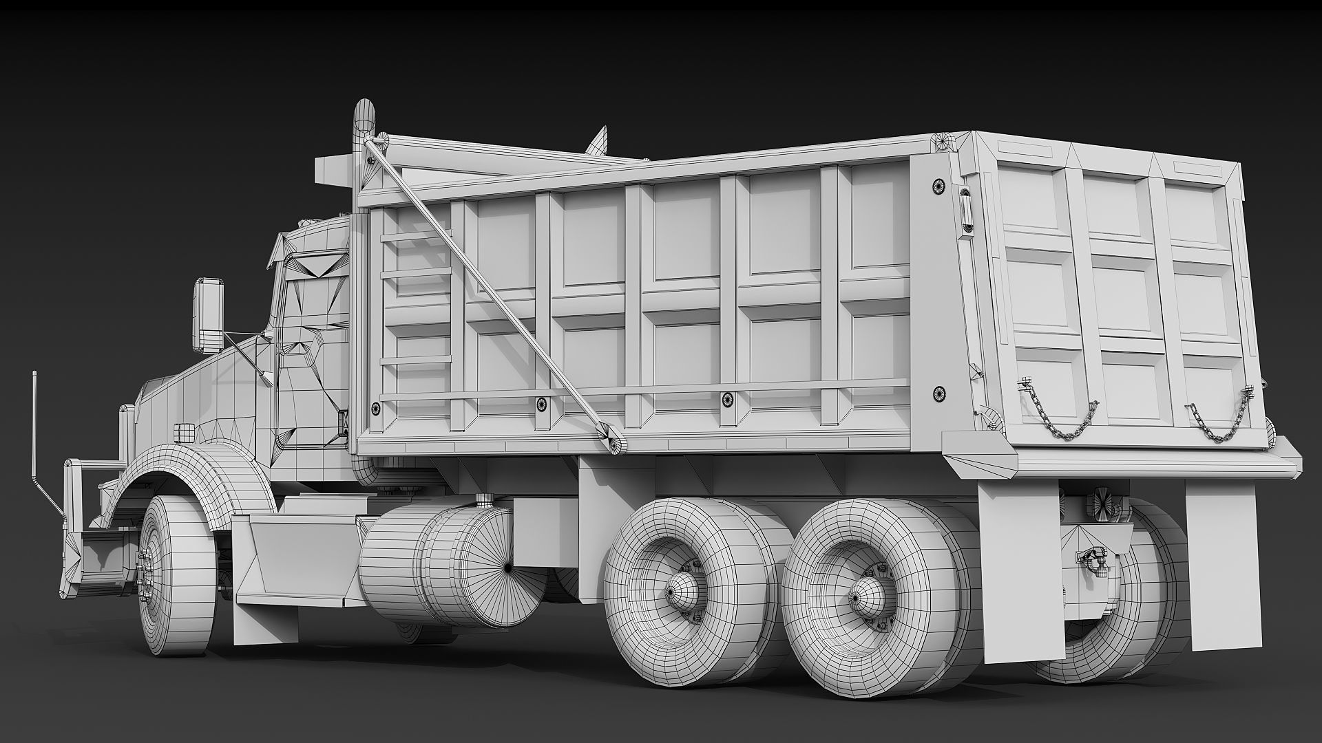 Kenworth T800 Dump Truck Low-poly 3D model_45