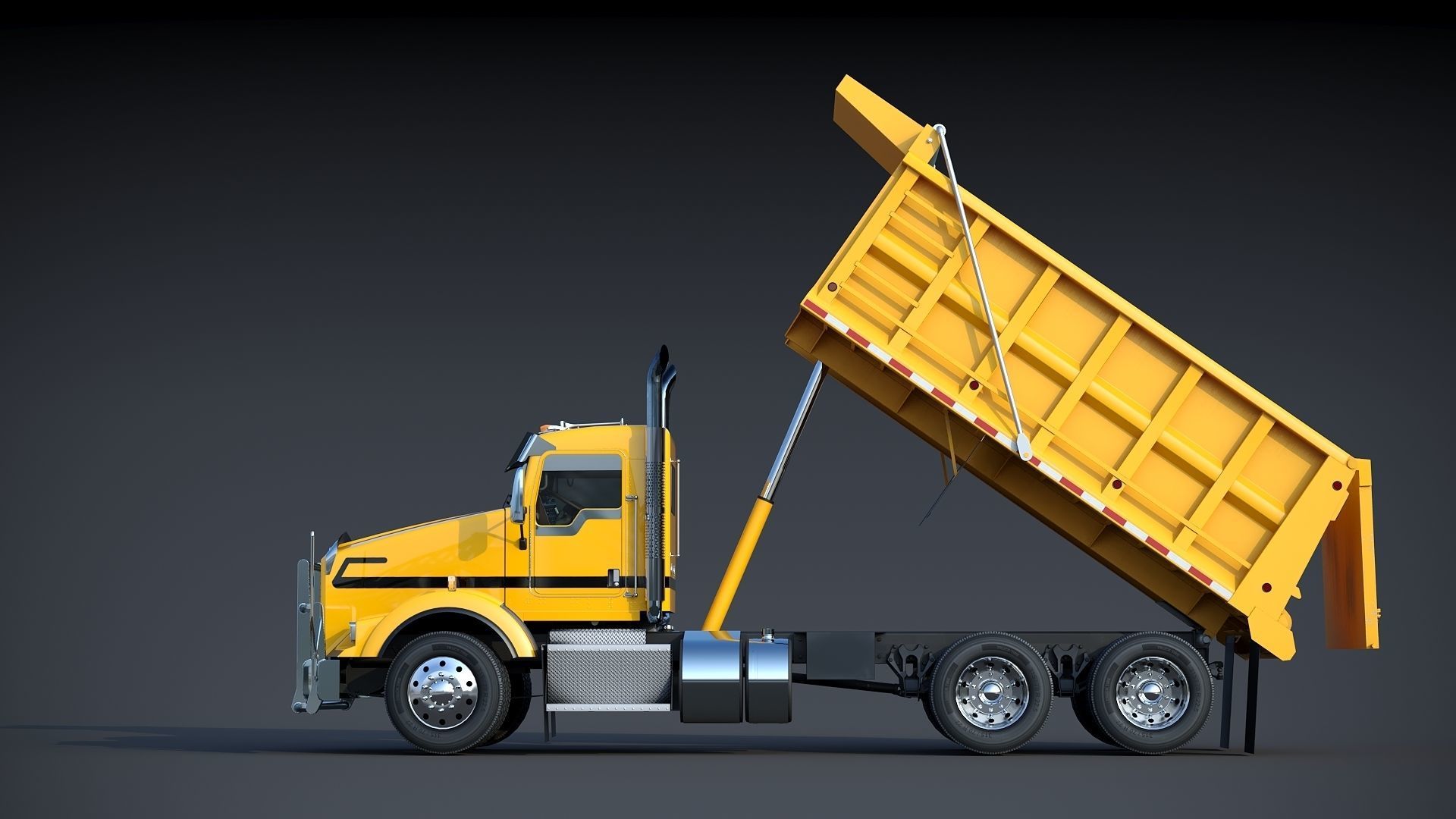 Kenworth T800 Dump Truck Low-poly 3D model_12