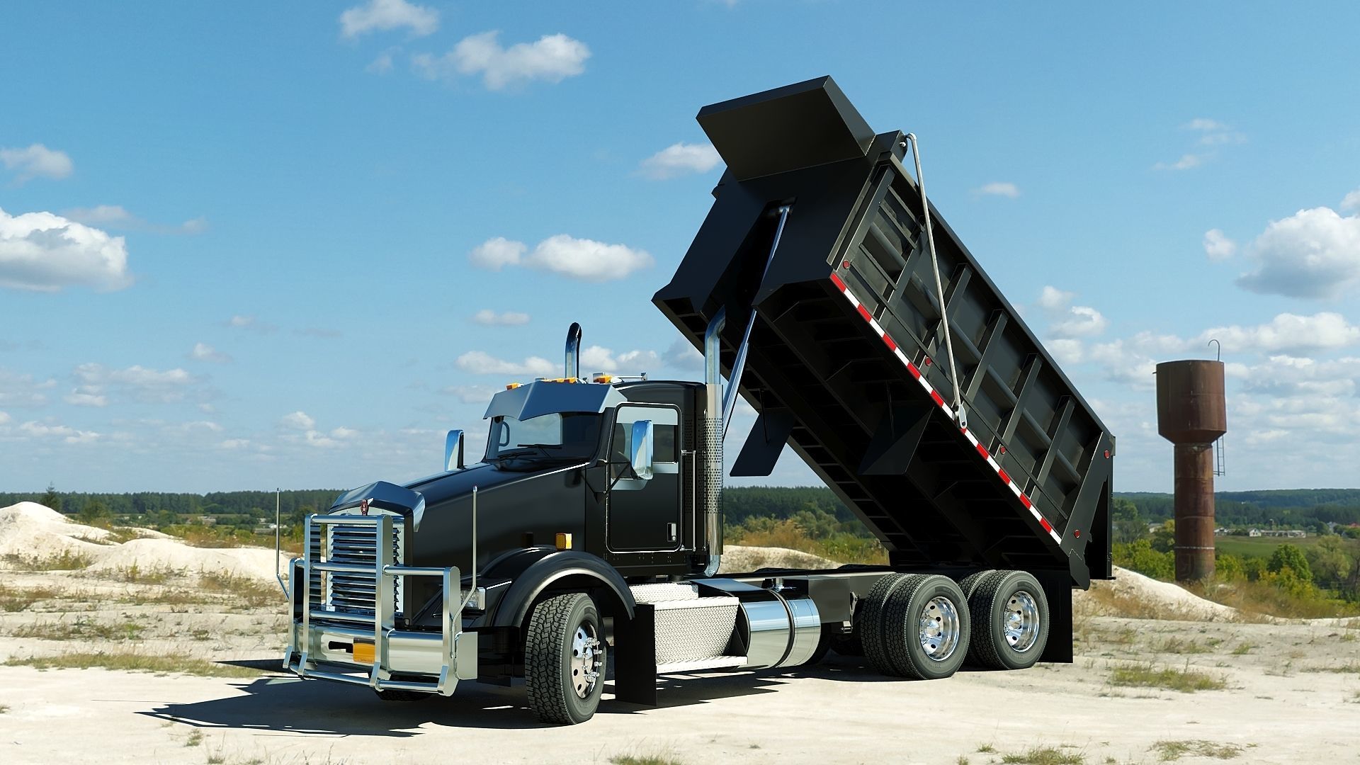 Kenworth T800 Dump Truck Low-poly 3D model_41