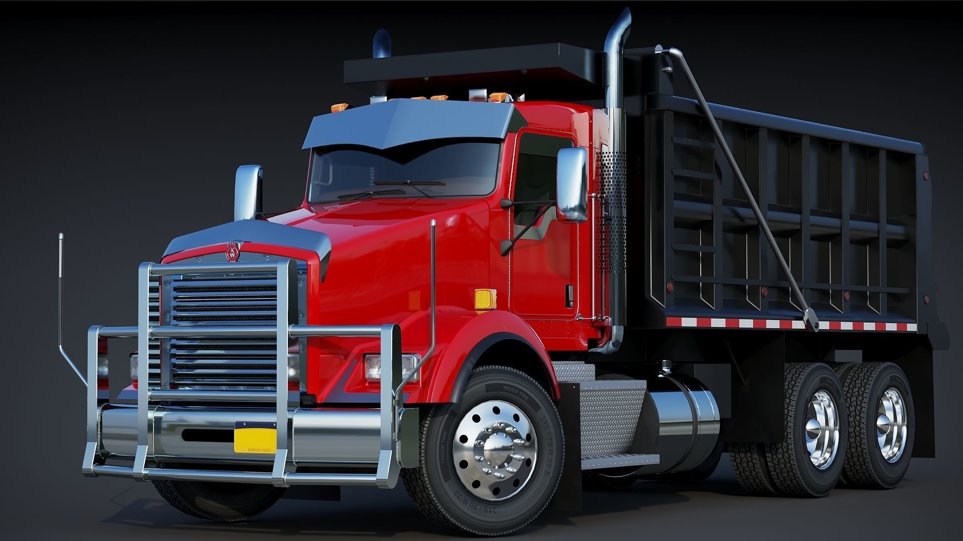 Kenworth T800 Dump Truck Low-poly 3D model_26