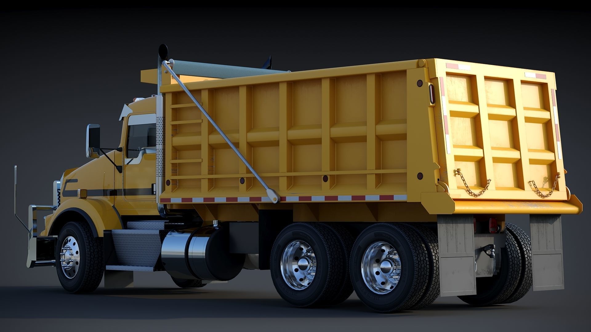 Kenworth T800 Dump Truck Low-poly 3D model_5