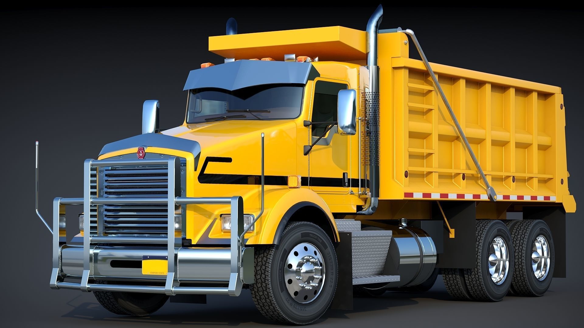 Kenworth T800 Dump Truck Low-poly 3D model_2