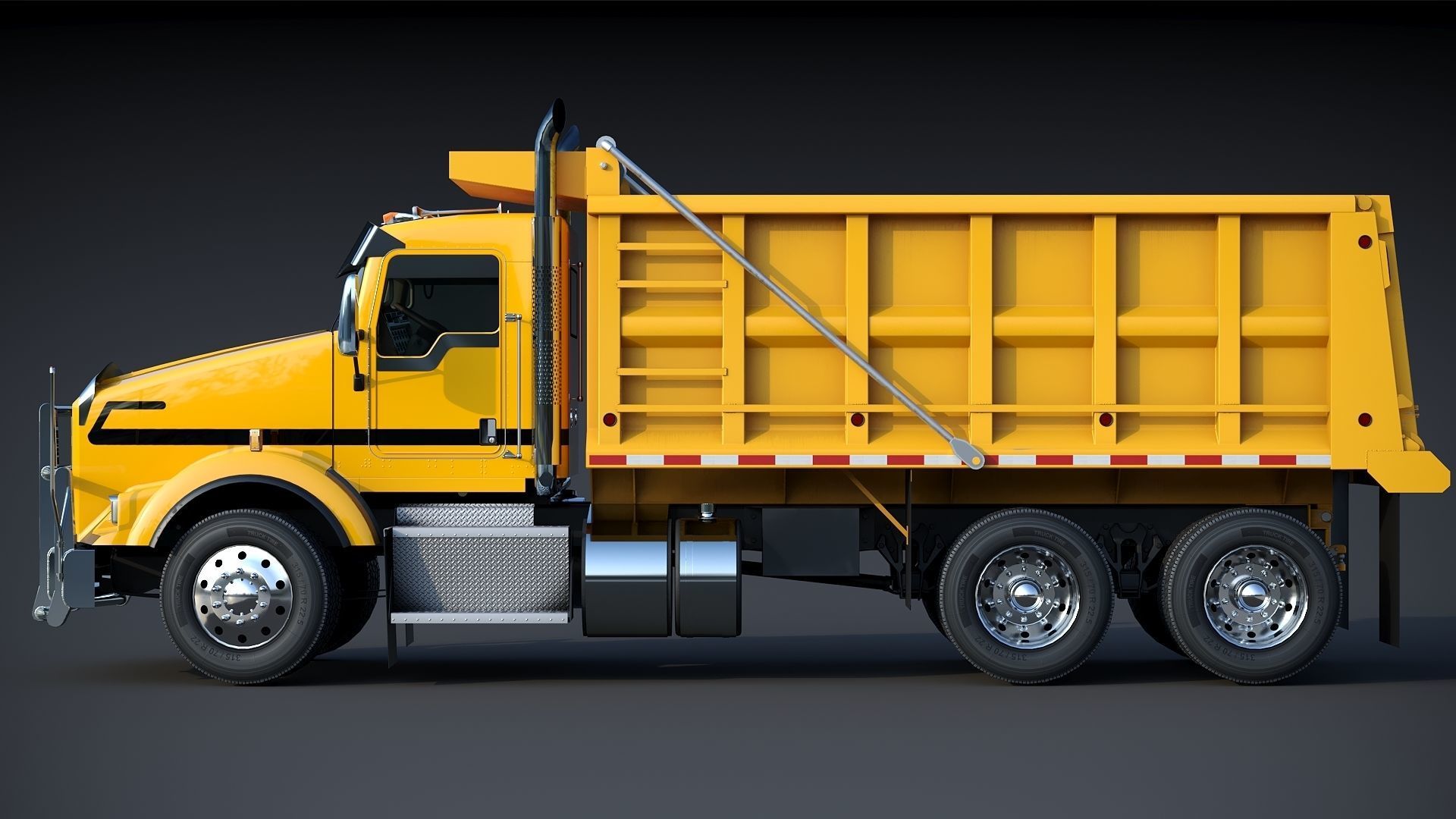 Kenworth T800 Dump Truck Low-poly 3D model_4