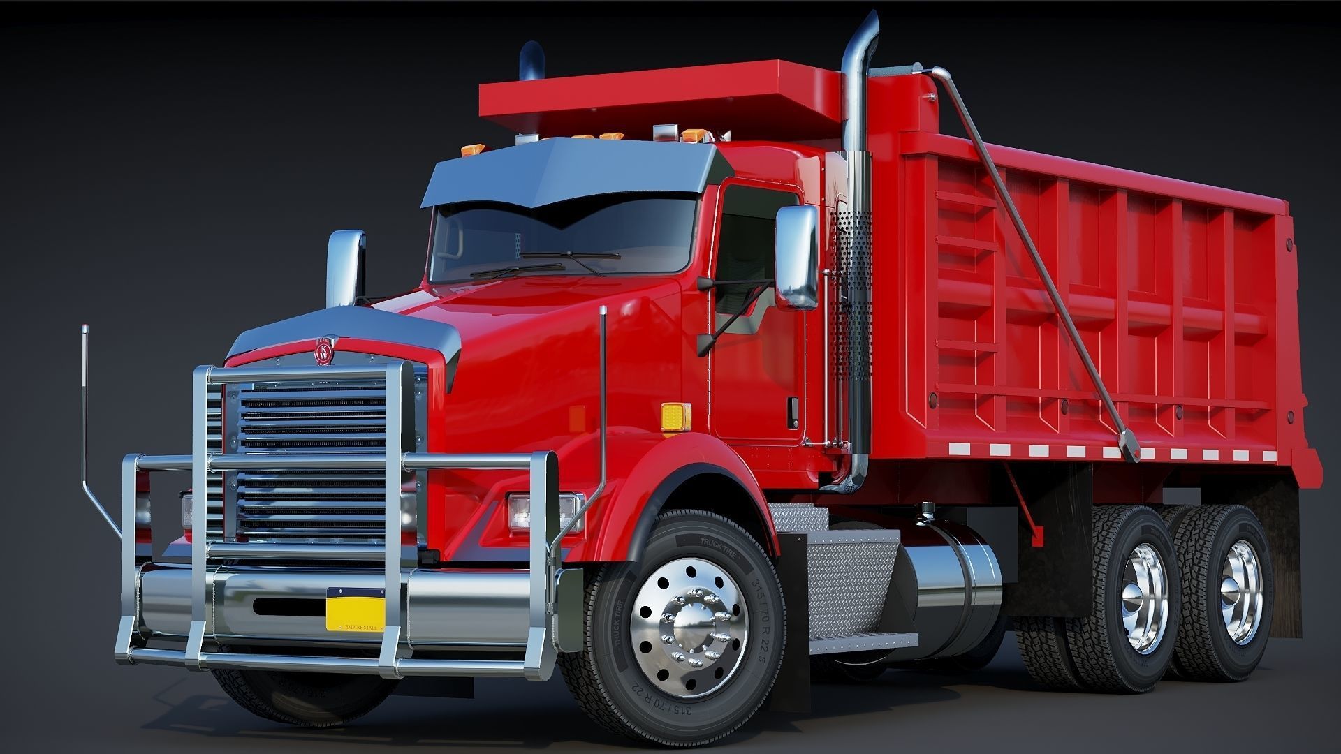 Kenworth T800 Dump Truck Low-poly 3D model_24