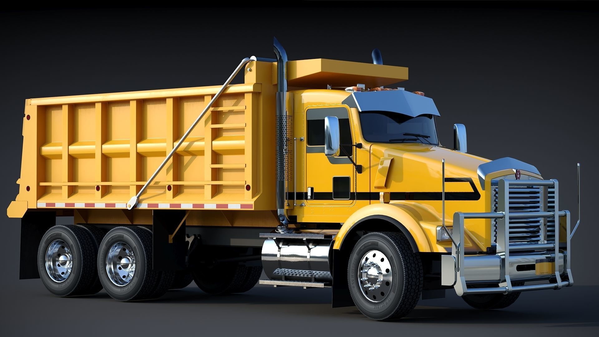 Kenworth T800 Dump Truck Low-poly 3D model_9