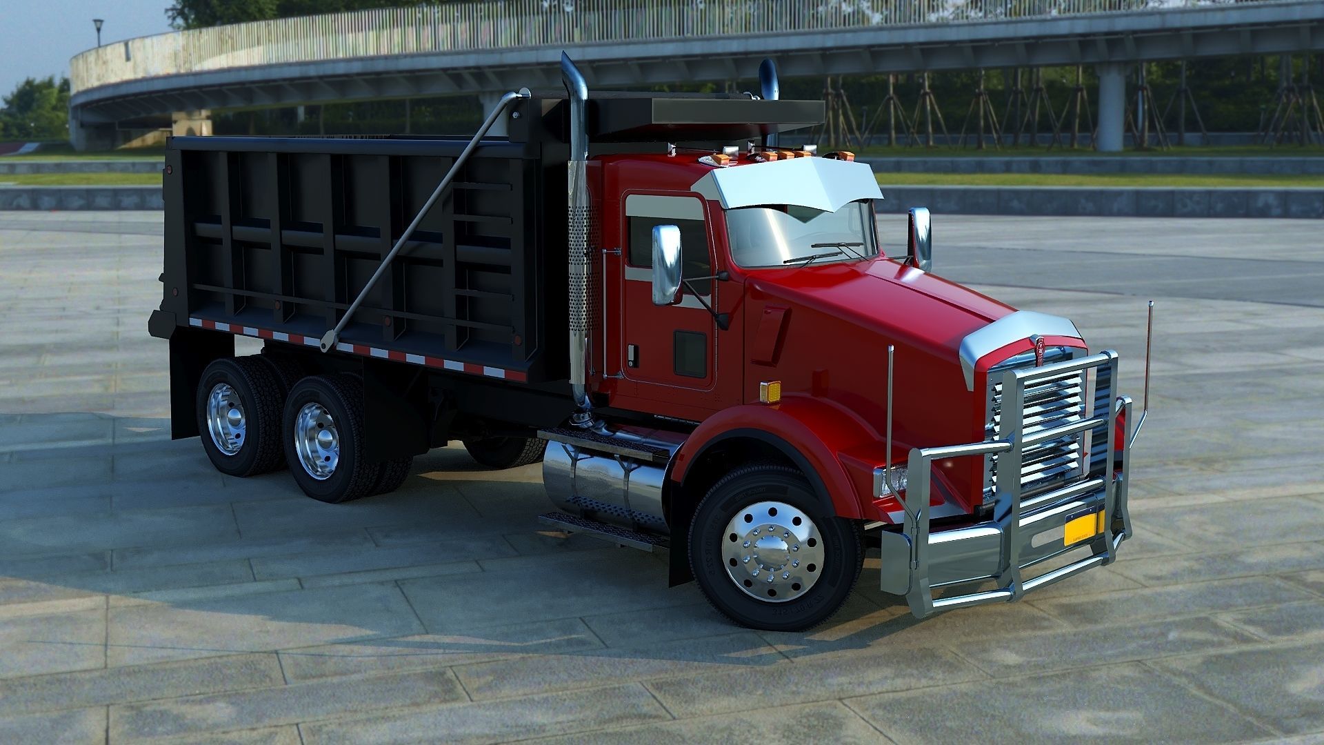 Kenworth T800 Dump Truck Low-poly 3D model_39