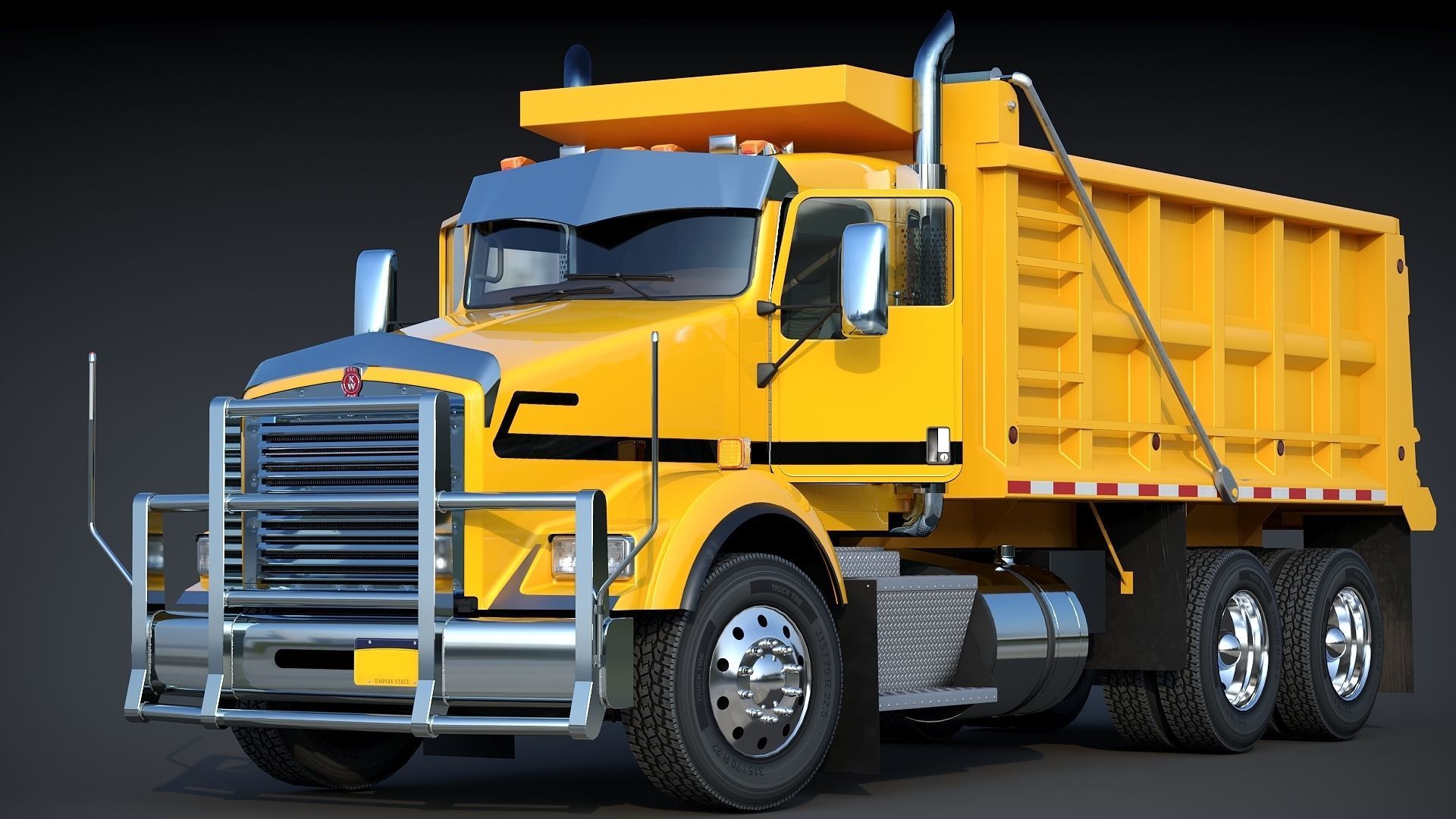 Kenworth T800 Dump Truck Low-poly 3D model_3