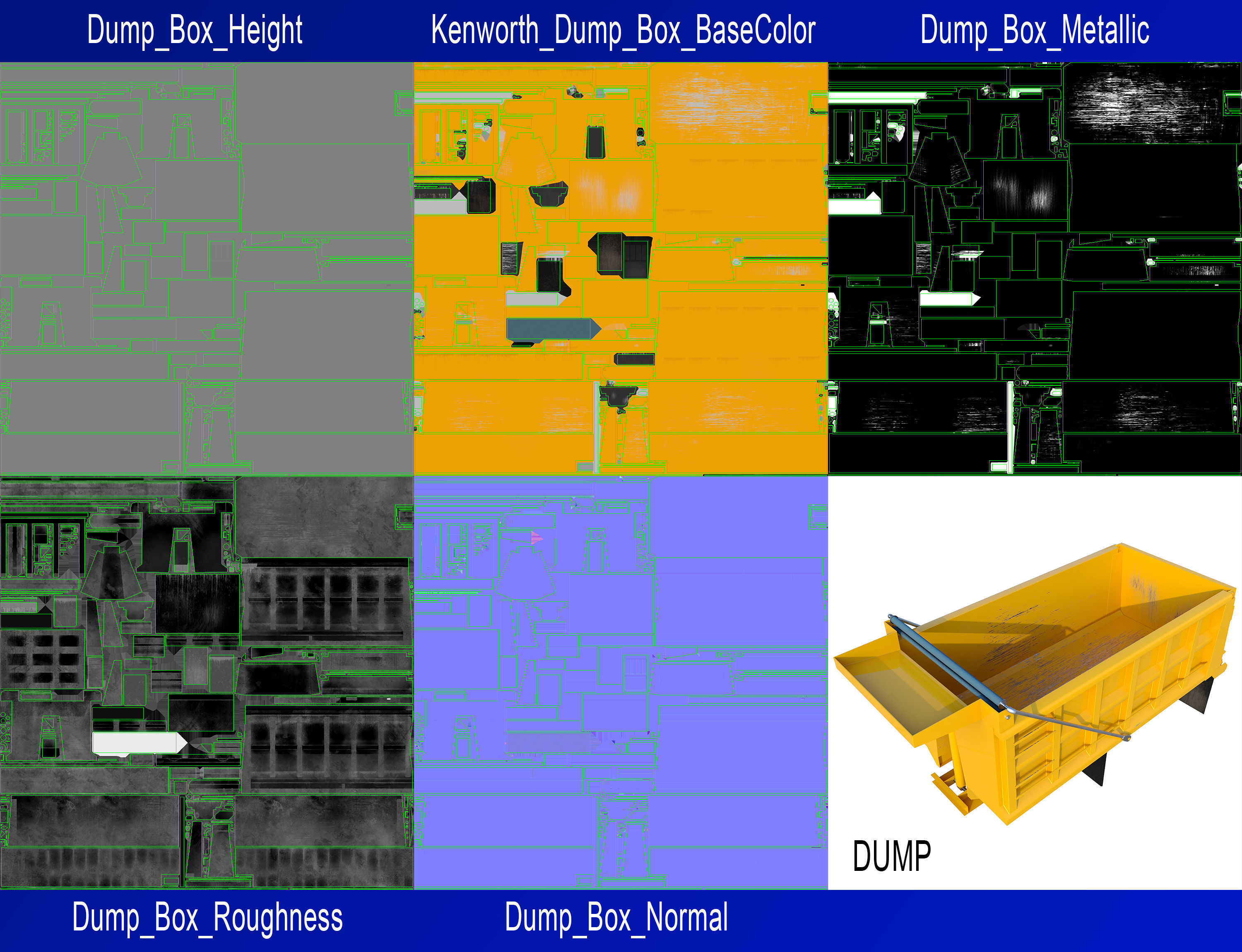 Kenworth T800 Dump Truck Low-poly 3D model_59