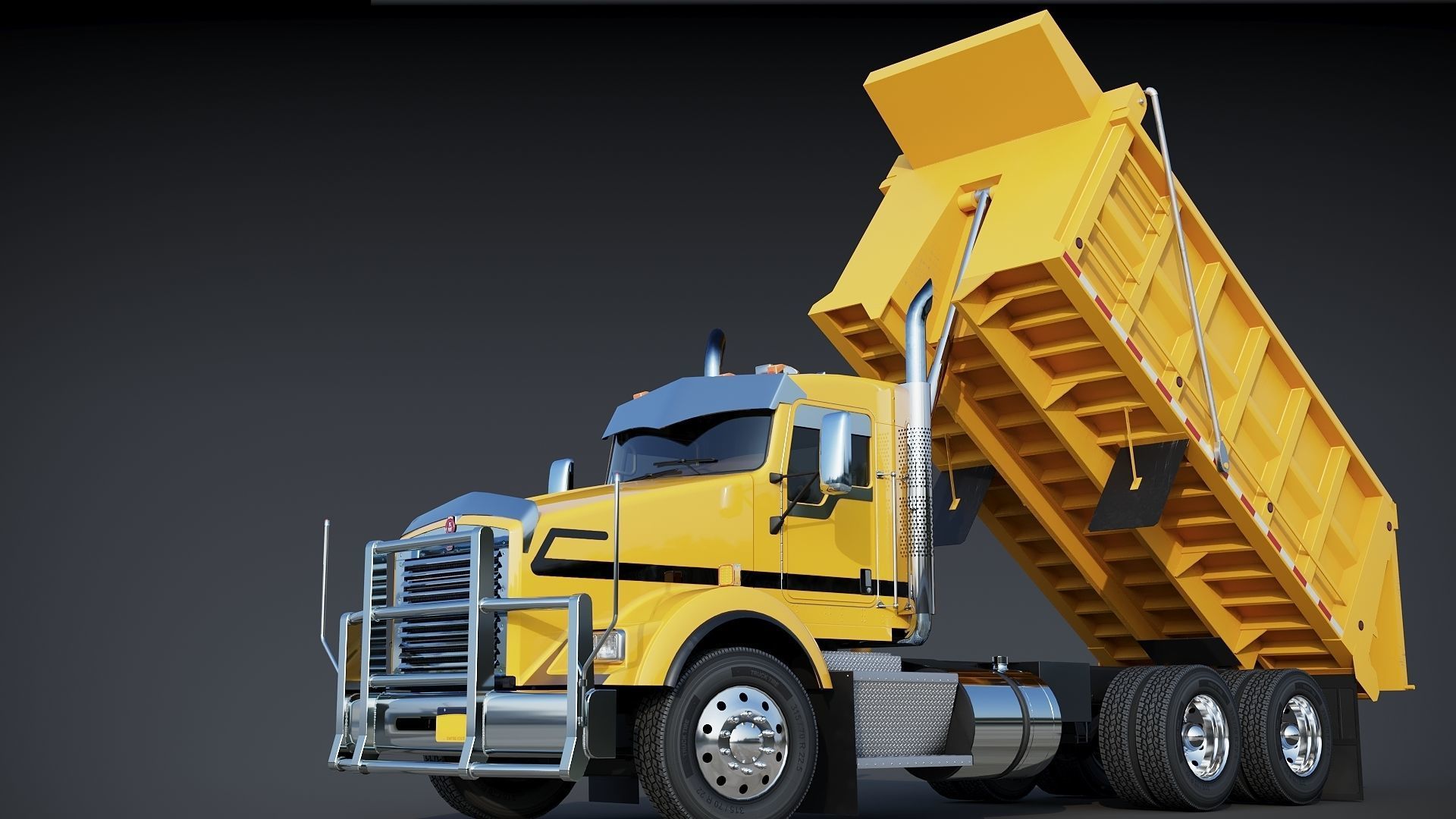 Kenworth T800 Dump Truck Low-poly 3D model_11