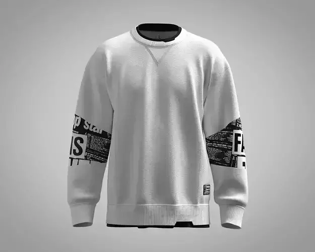 News Paper Printed Sleeve Sweatshirt