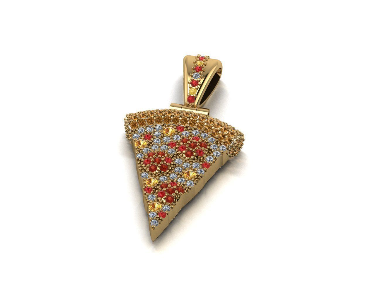 a piece of pizza pendant 3D print model_4