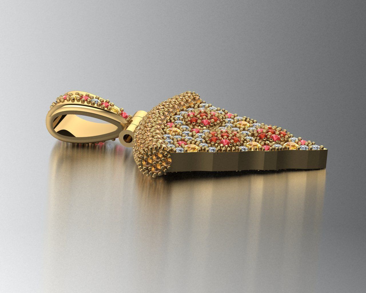 a piece of pizza pendant 3D print model_3