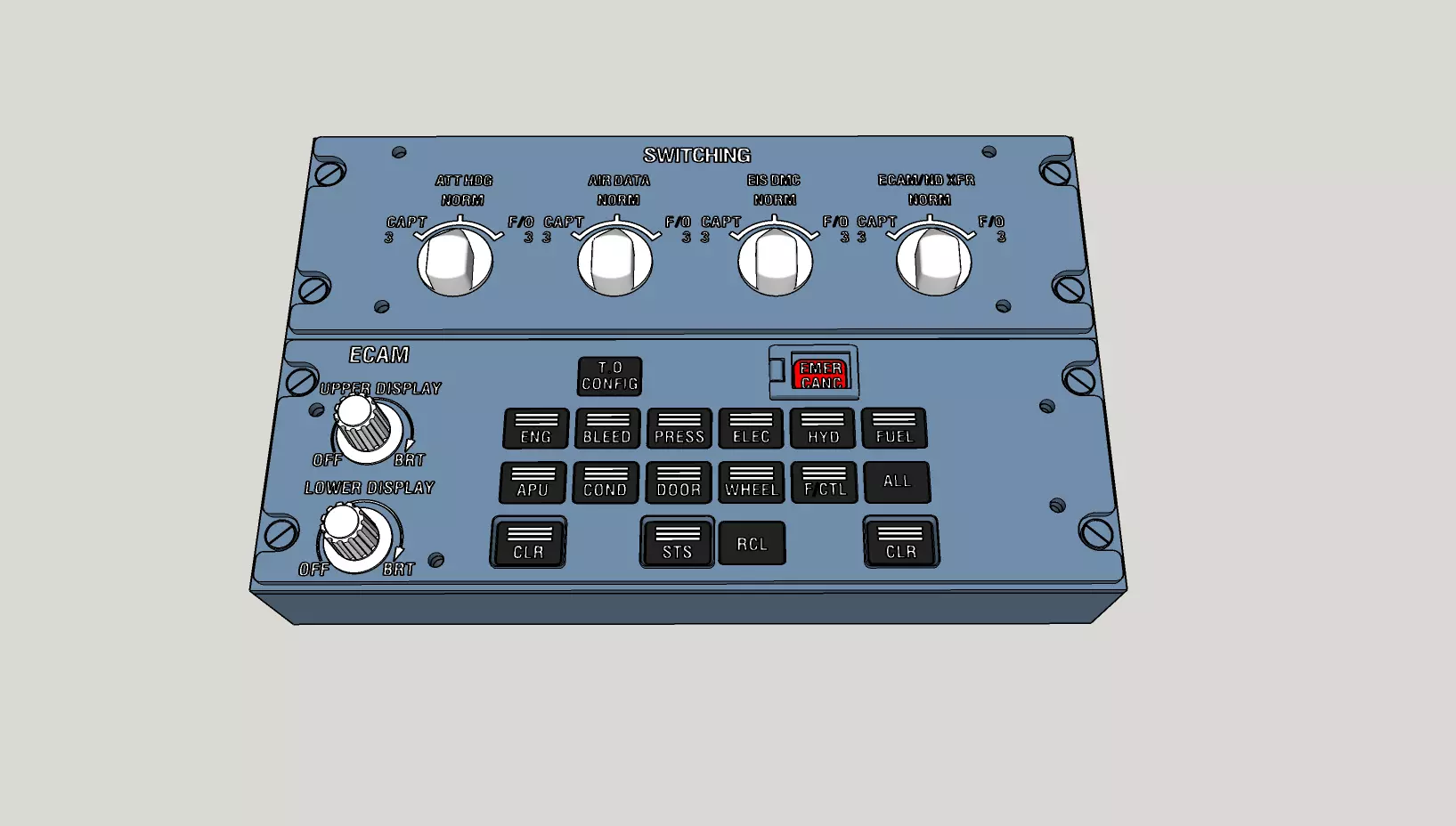 A320 ECAM control panel and Switching panel 3D print model_0