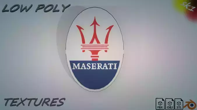 Maserati emblem Low-poly 3D model