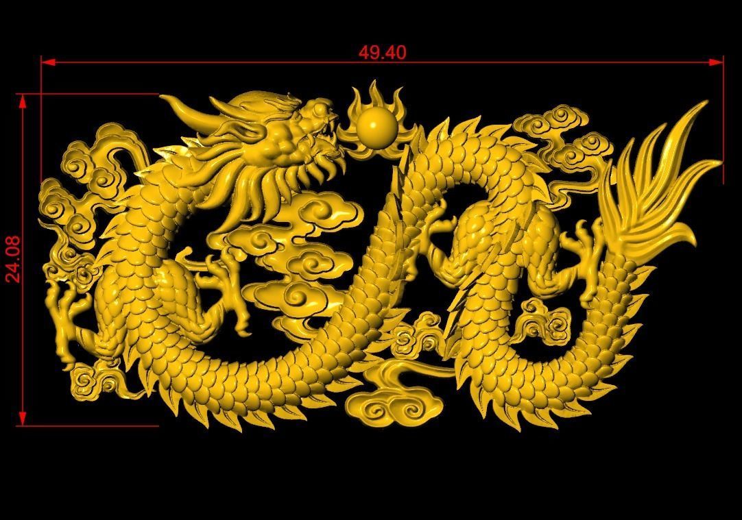 China dragon pendants in the sky 3 3D print model_2