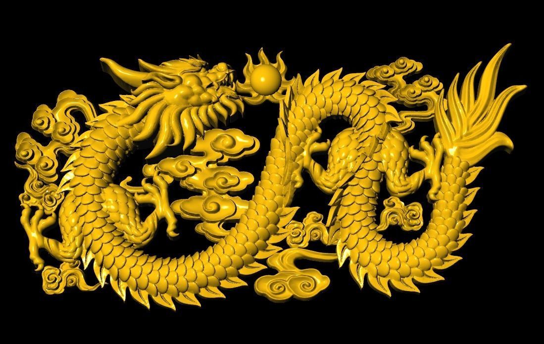 China dragon pendants in the sky 3 3D print model_1