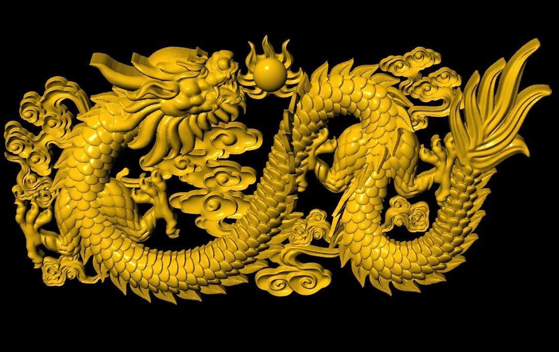 China dragon pendants in the sky 3 3D print model_3