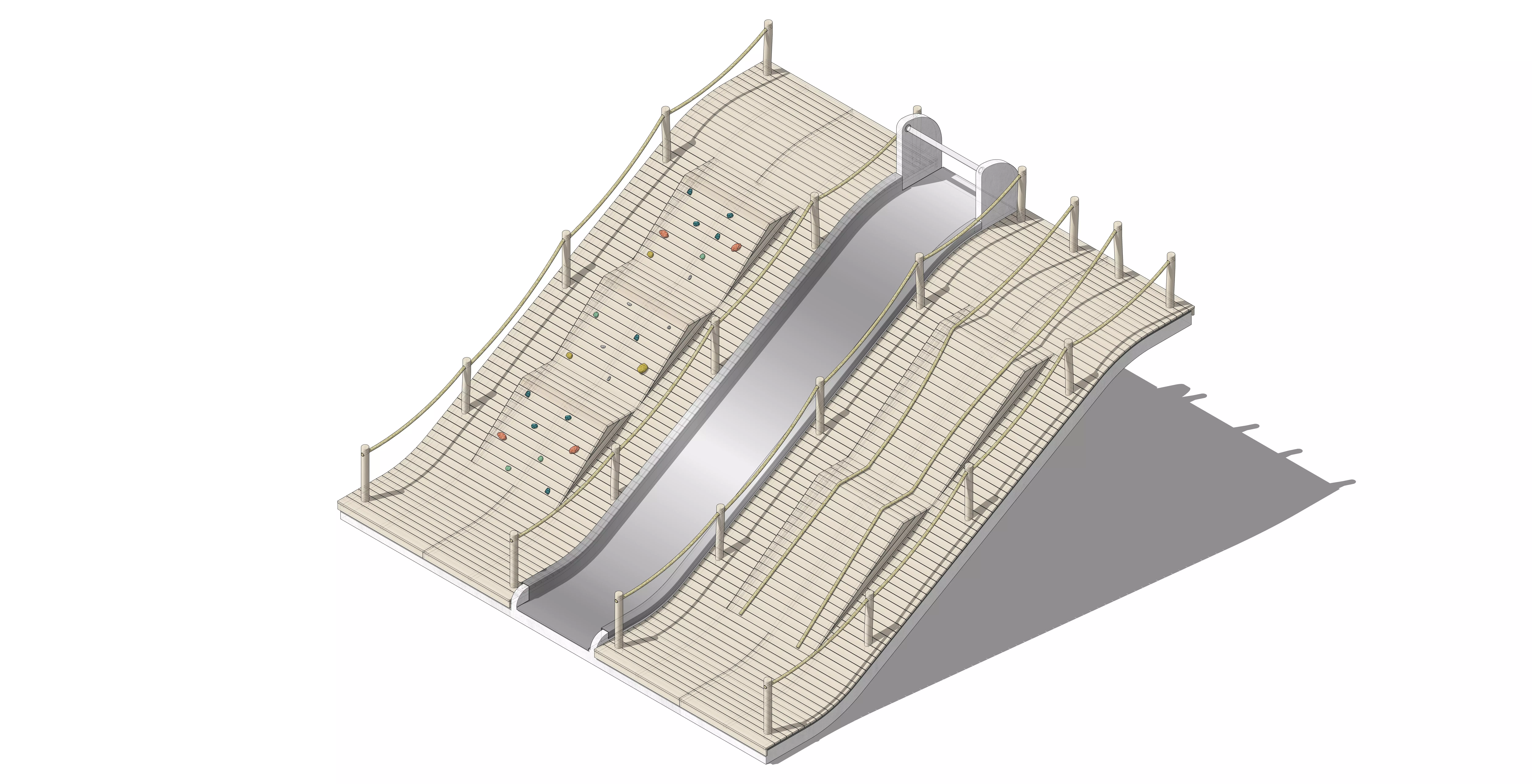 Childrens Playground with Slide and Ropes 3D model_0