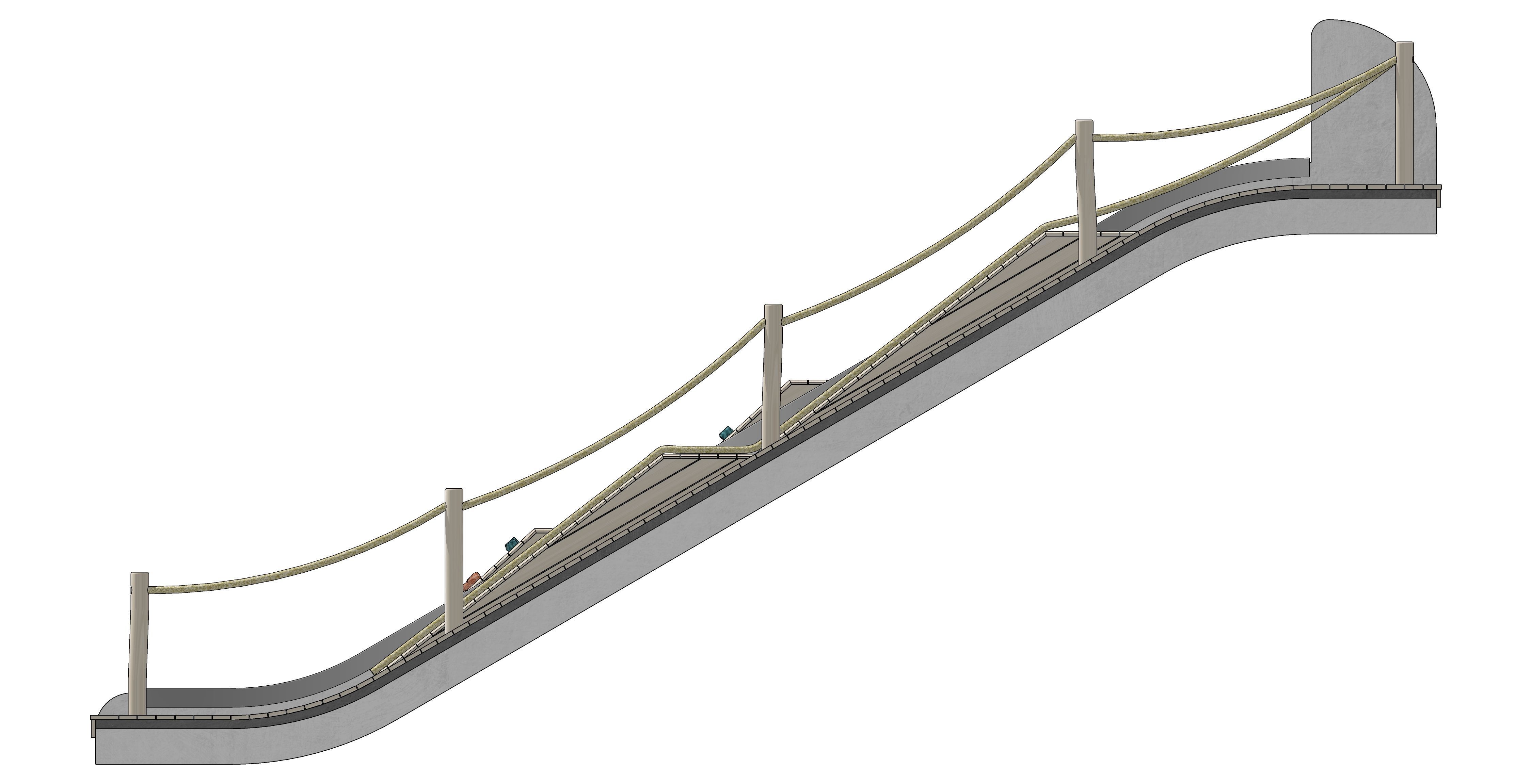 Childrens Playground with Slide and Ropes 3D model_7