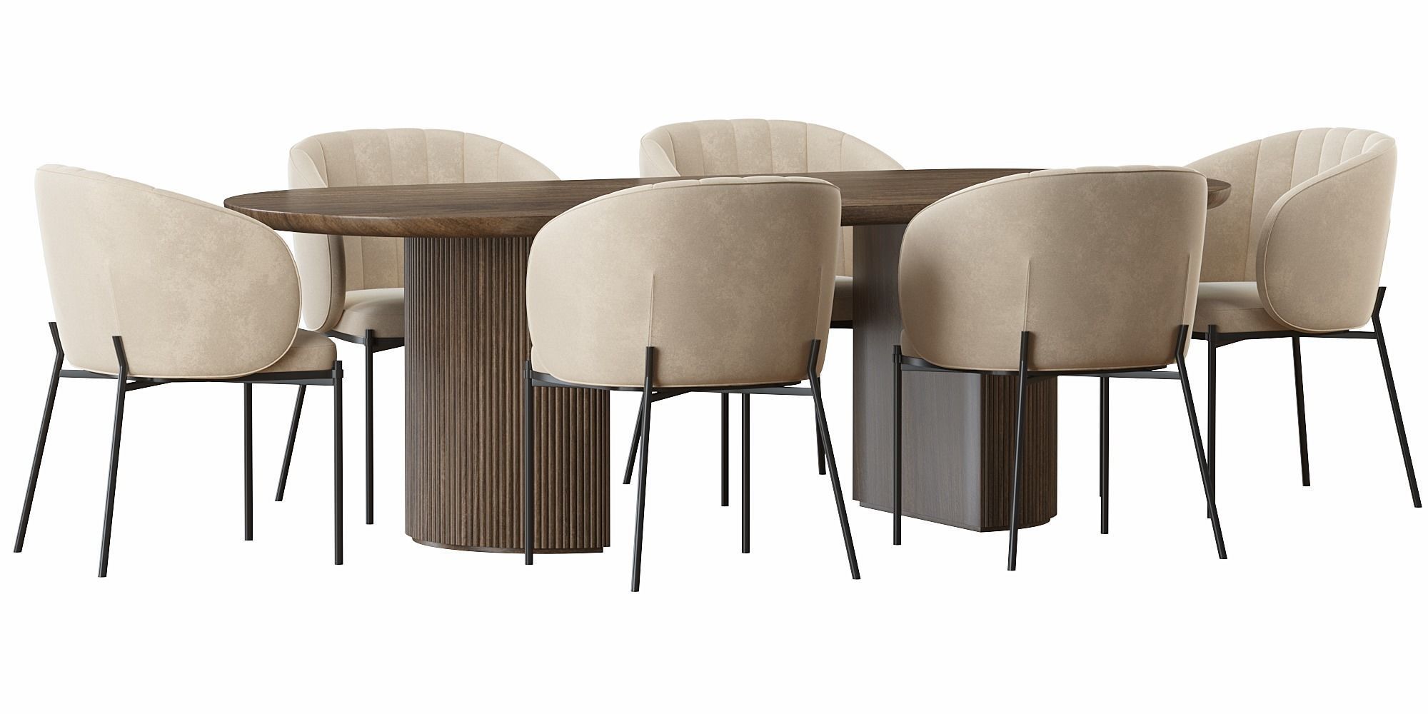 Shell Back dining chair and Moon Table 3D model_9