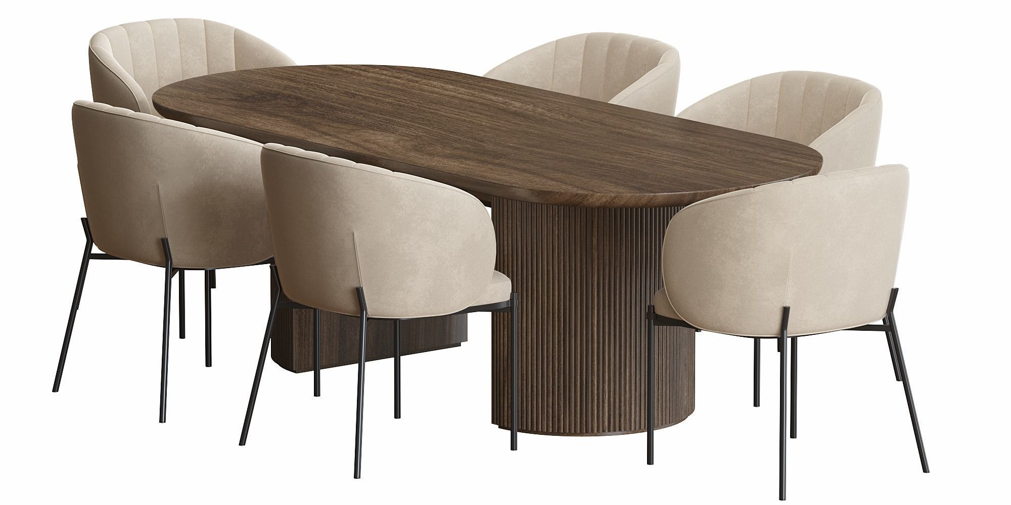 Shell Back dining chair and Moon Table 3D model_4